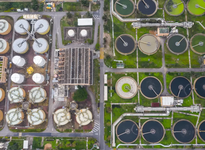 Sha Tin, Hong Kong 17 March 2019: Sewage treatment plant in Hong Kong